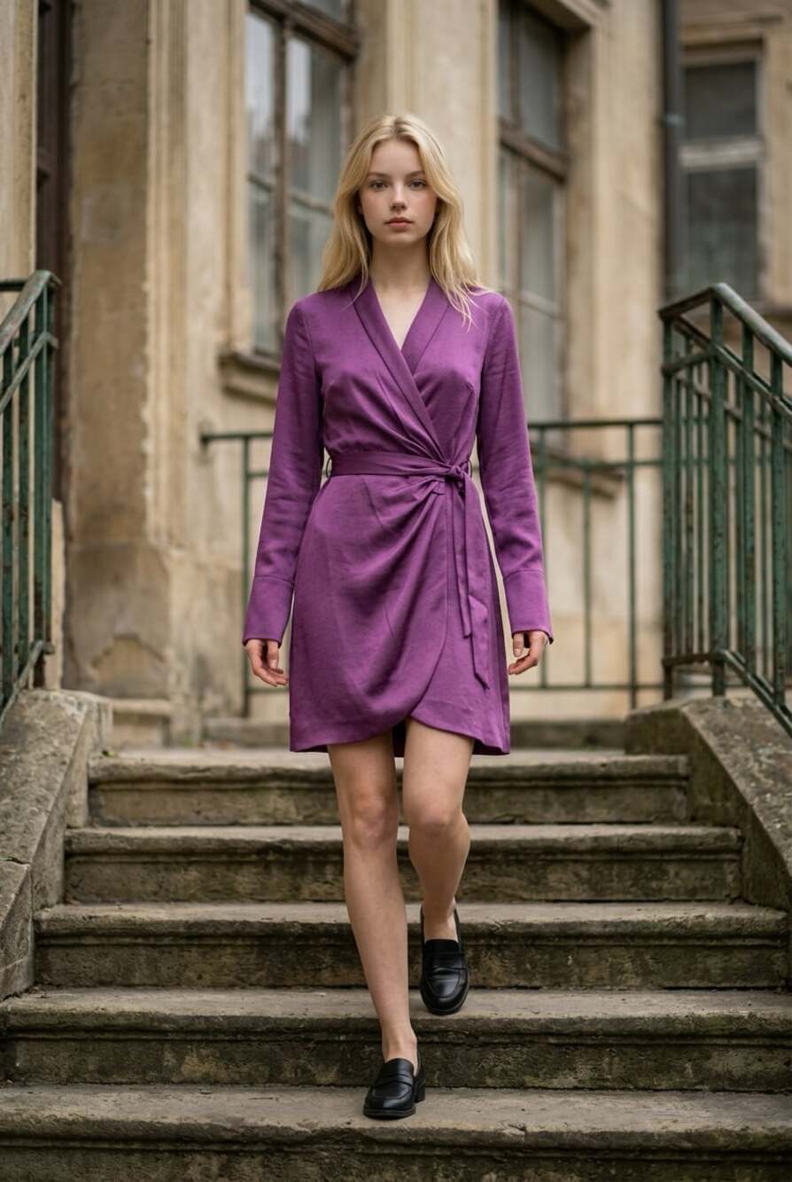 Mango Florence Wrap Dress Purple Size XS